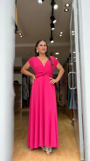 Vestido fucsia largo